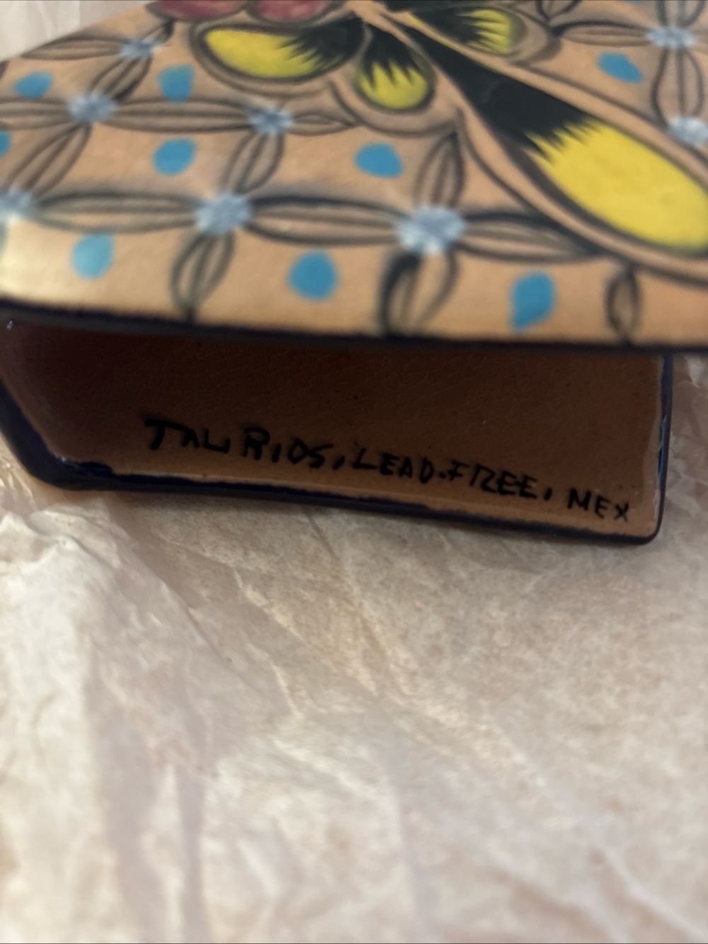 Mexican Talavera Pottery Ceramic Napkins Holder by Tal Rios - Picture 4 of 10